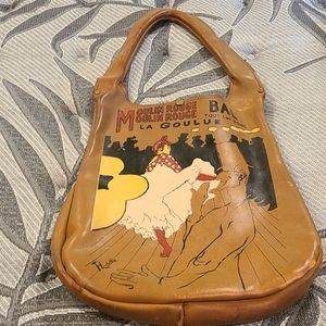 Vintage leather hand painted Moulin Rouge Bag
